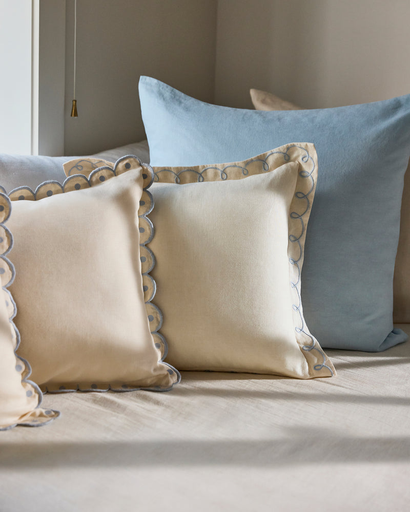 Crème & Coast 100% French Flax Linen Swirl Cushion Cover