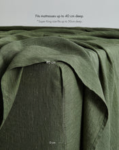 Olive Stripe 100% French Flax Linen Fitted Sheet - view