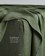 Olive Stripe 100% French Flax Linen Fitted Sheet - view
