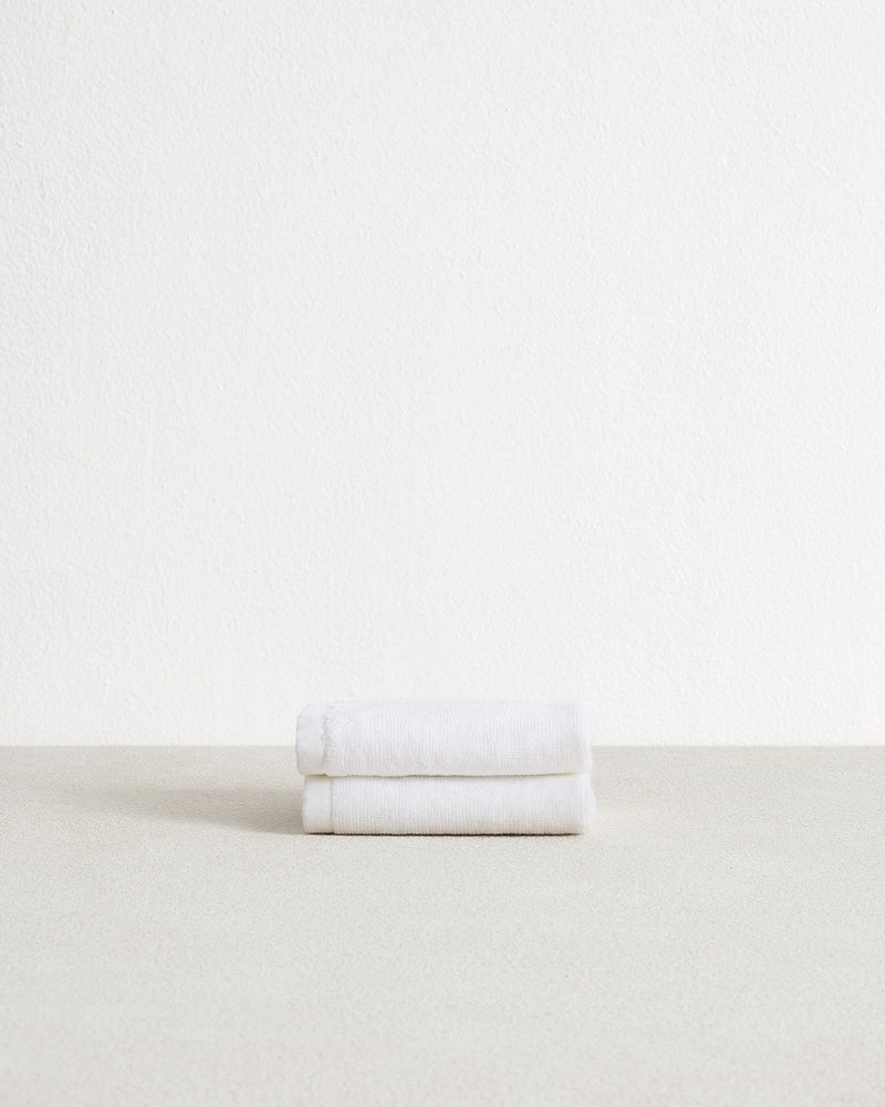 Crisp White 100% Cotton Terry Face Washers (Set of Two)