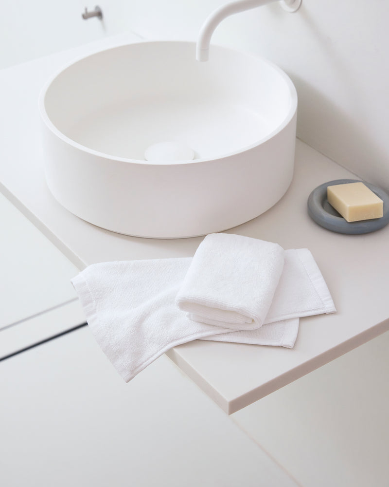 Crisp White 100% Cotton Terry Face Washers (Set of Two)