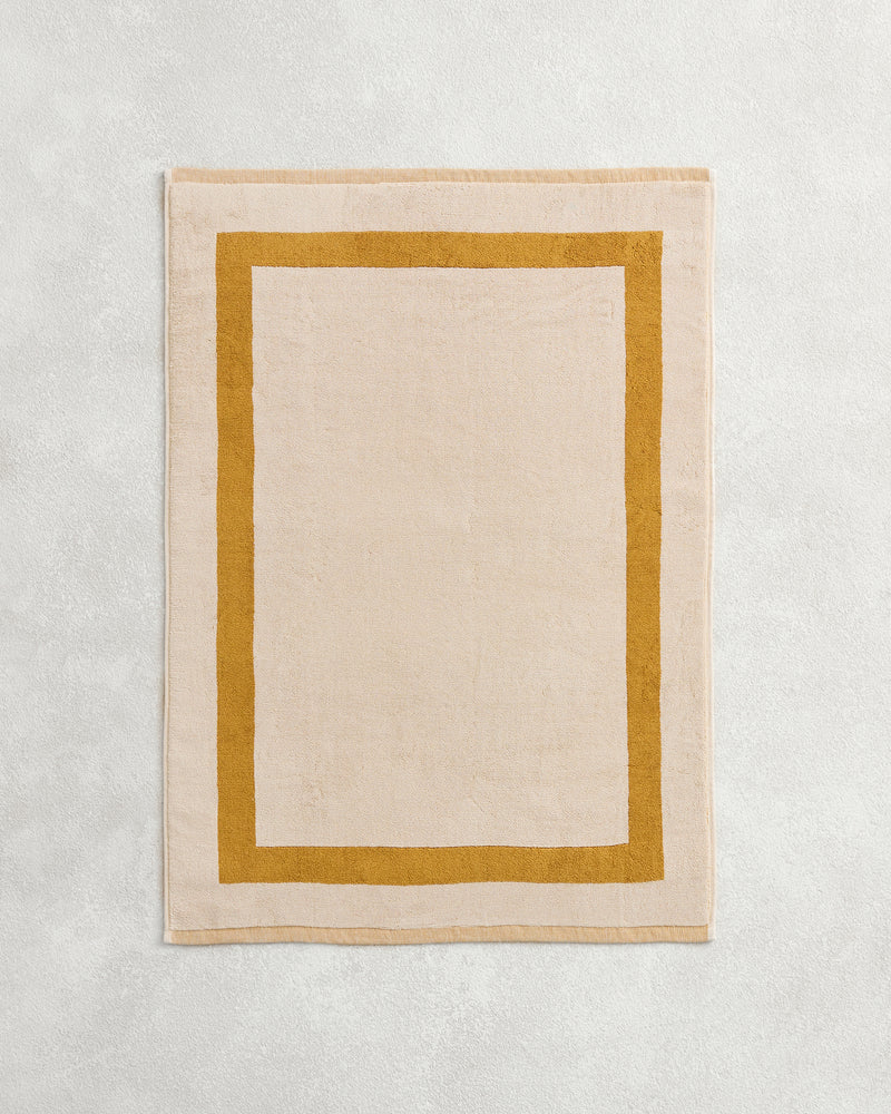 Crème & Turmeric Two-Toned 100% Cotton Terry Bath Mat