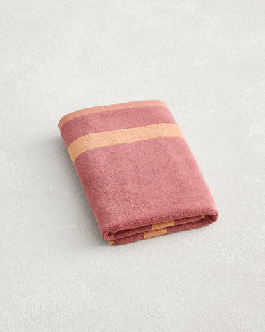 Terracotta & Pink Clay Two-Toned 100% Cotton Terry Bath Mat