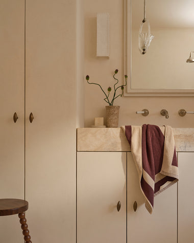 Crème & Cacao Two-Toned 100% Cotton Terry Hand Towel
