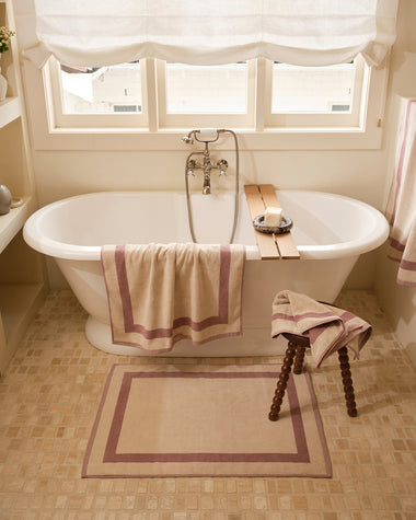 Lavender & Crème Two-Toned 100% Cotton Terry Bath Mat