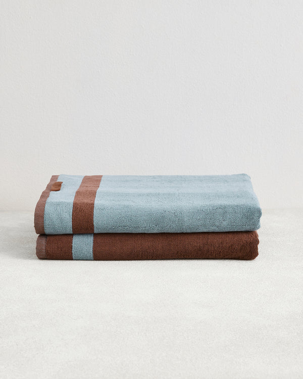 Cacao & Lagoon Two-Toned 100% Cotton Terry Bath Sheets (Set of Two)