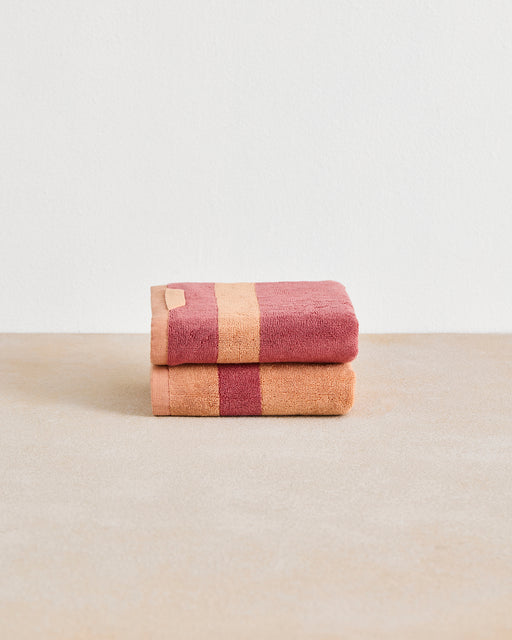 Terracotta & Pink Clay Two-Toned 100% Cotton Terry Hand Towels (Set of Two)