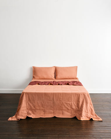 Cacao & Hazelnut 100% French Flax Linen Quilt Set