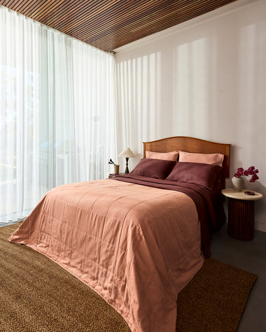 Cacao & Hazelnut 100% French Flax Linen Quilt Set