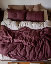 Cacao, Oatmeal & Portobello 100% French Flax Linen Bedding Bundle - view