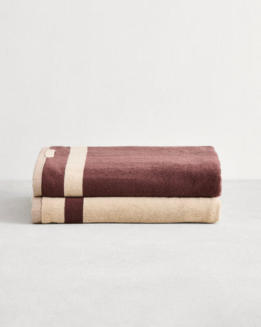 Crème & Cacao Two-Toned 100% Cotton Terry Bath Sheet (Set of Two)