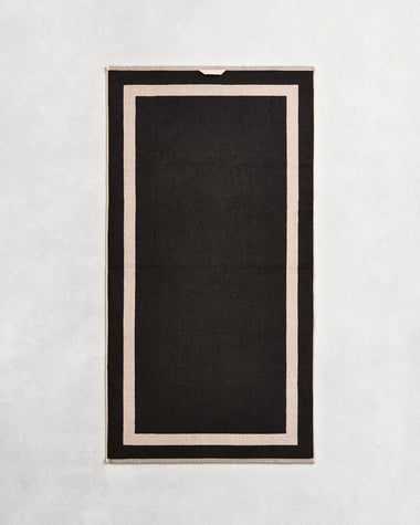 Oatmeal & Charcoal Two-Toned 100% Cotton Terry Bath Towel