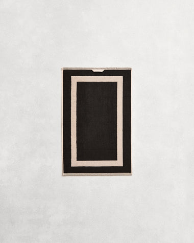 Oatmeal & Charcoal Two-Toned 100% Cotton Terry Hand Towel