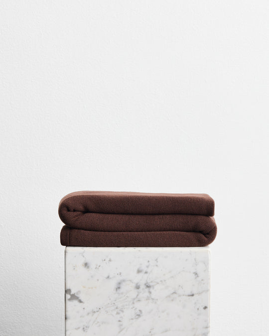 Mocha Cotton & Wool Mix Blanket