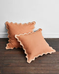 Hazelnut & Terracotta  Scalloped European Pillowcases (Set of Two)