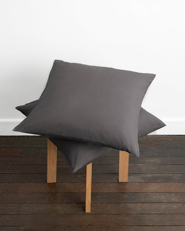 Graphite 100% Organic Cotton European Pillowcases (Set of Two)