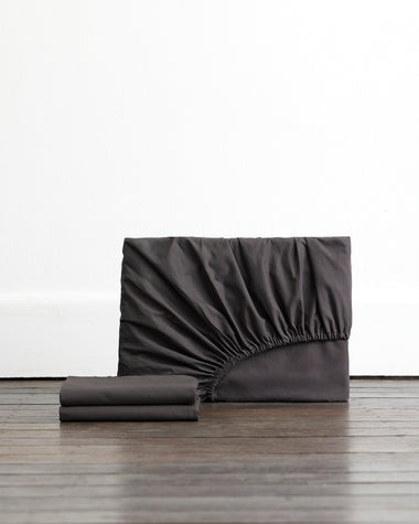 Graphite 100% Organic Cotton Fitted Sheet Set