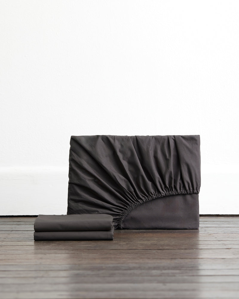 Graphite 100% Organic Cotton Fitted Sheet Set