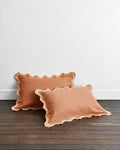 Hazelnut & Terracotta  Scalloped Pillowcases (Set of Two)