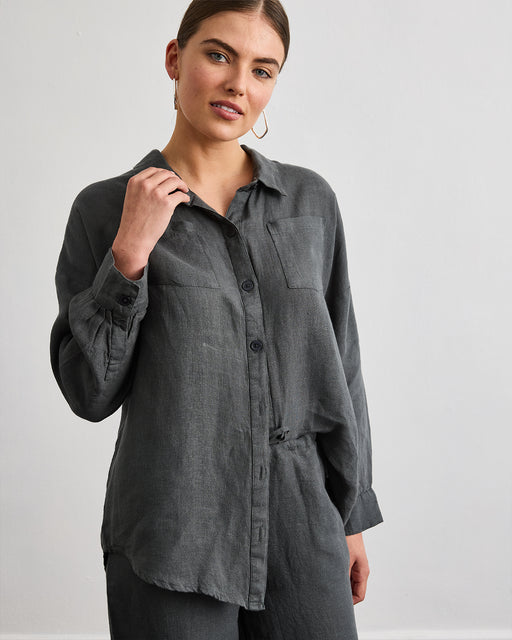 Lounge Long Sleeve Shirt in Charcoal