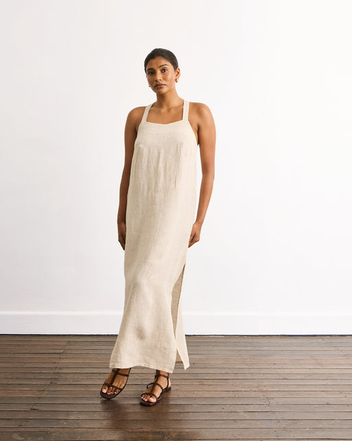 Boulevard Linen Maxi Dress in Oatmeal