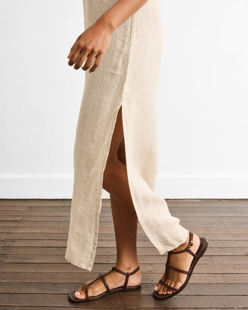 Boulevard Linen Maxi Dress in Oatmeal