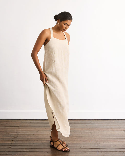 Boulevard Linen Maxi Dress in Oatmeal