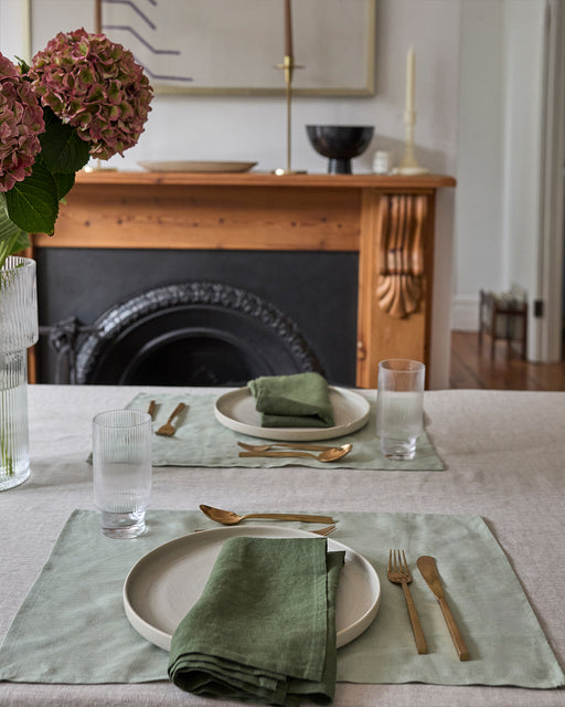 Sage 100% French Flax Linen Placemats (Set of Four)