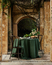 Olive 100% French Flax Linen Tablecloth - view