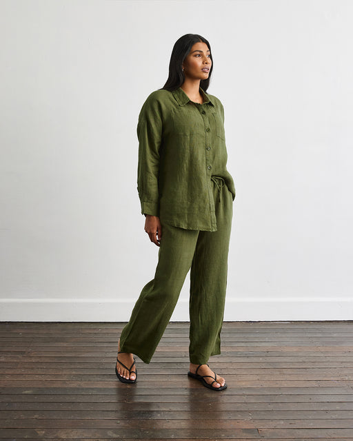 Lounge Linen Pants in Olive