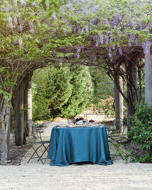 Petrol 100% French Flax Linen Tablecloth