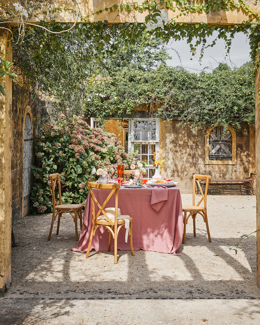 Pink Clay 100% French Flax Linen Tablecloth