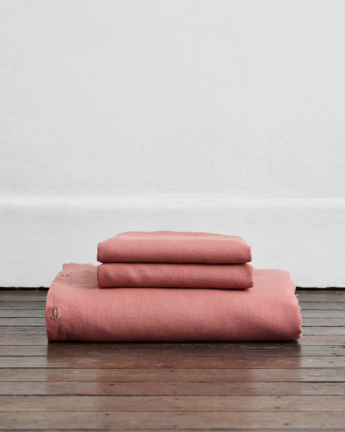 Pink Clay 100% French Flax Linen Duvet Cover Set