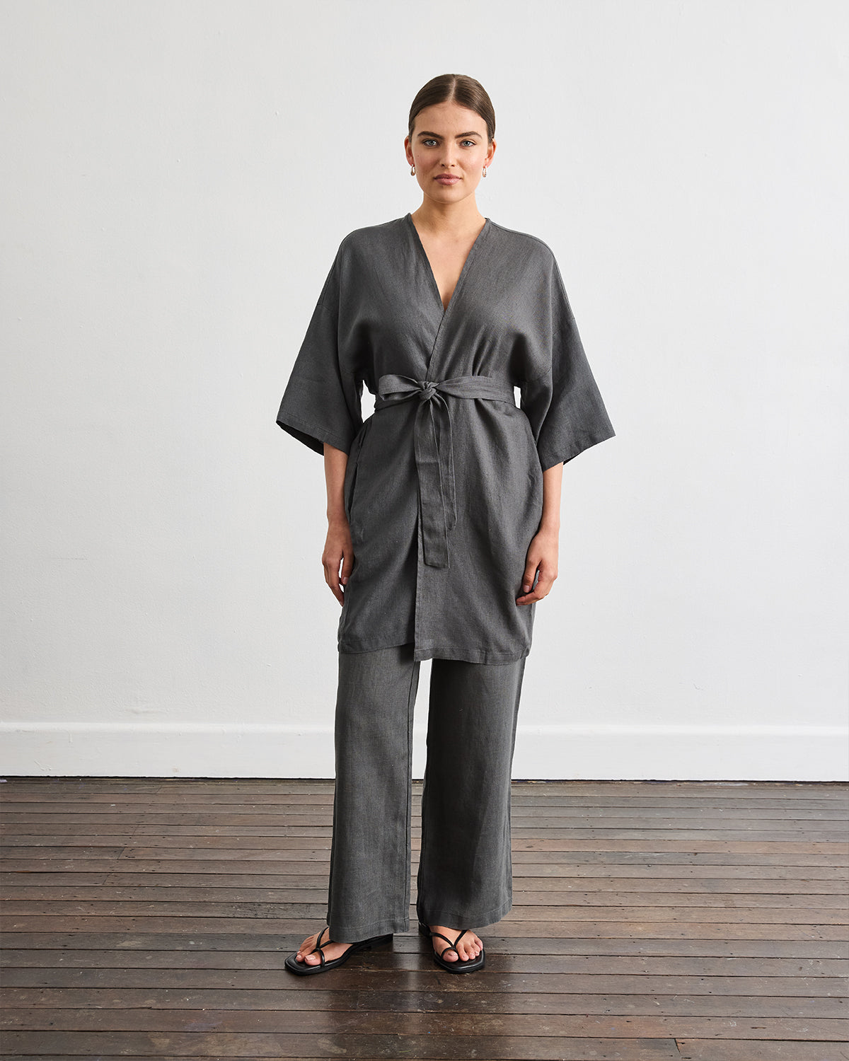 Cabana Short Robe in Charcoal