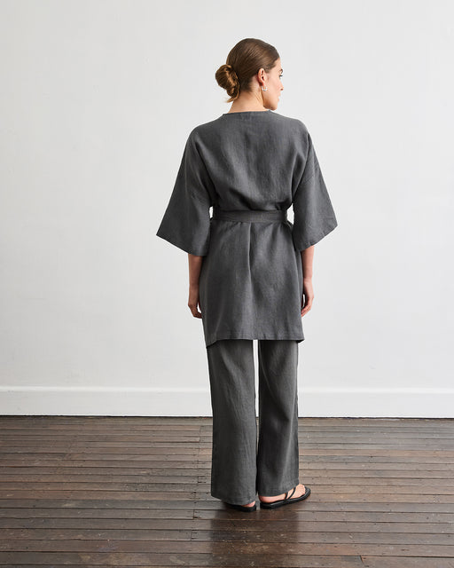 Cabana Short Robe in Charcoal