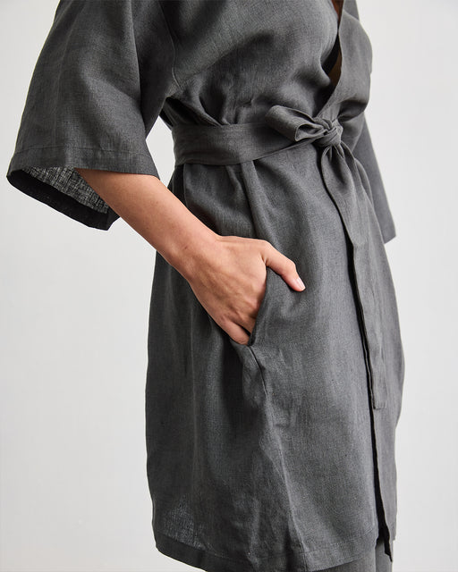 Cabana Short Robe in Charcoal