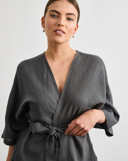 Cabana Short Robe in Charcoal