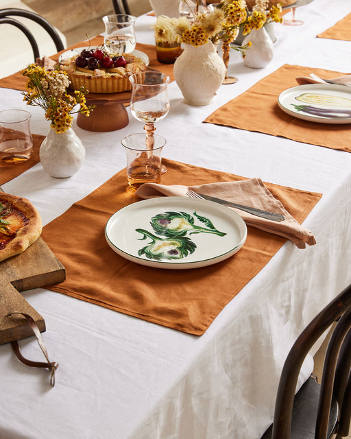 Rust 100% French Flax Linen Placemats (Set of Four)