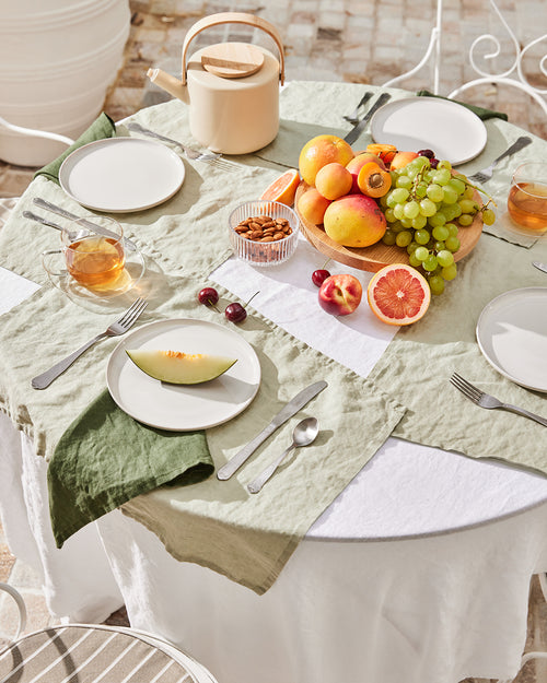 White 100% French Flax Linen Tablecloth