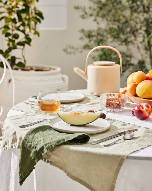 White 100% French Flax Linen Tablecloth