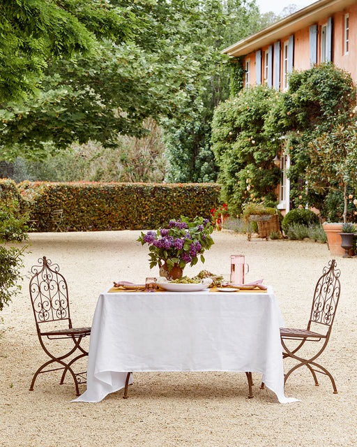 White 100% French Flax Linen Tablecloth