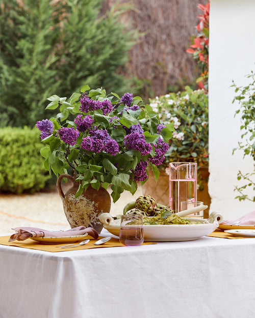 White 100% French Flax Linen Tablecloth