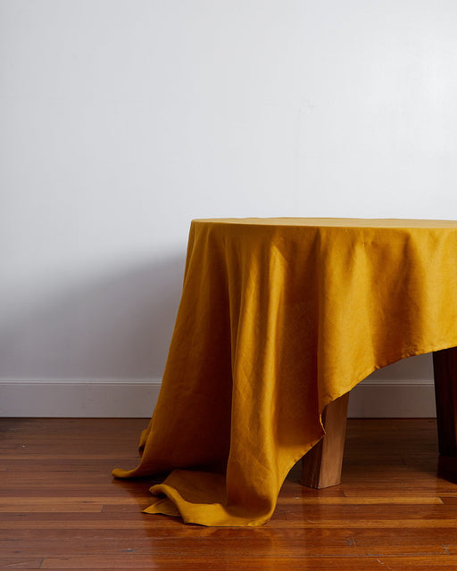 Turmeric 100% French Flax Linen Tablecloth