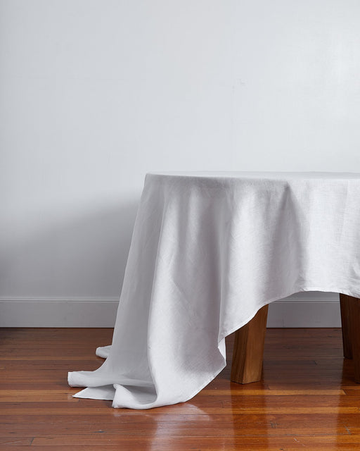 White 100% French Flax Linen Tablecloth