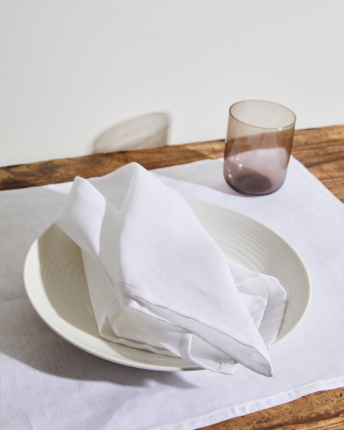 White 100% French Flax Linen Napkins (Set of Four)