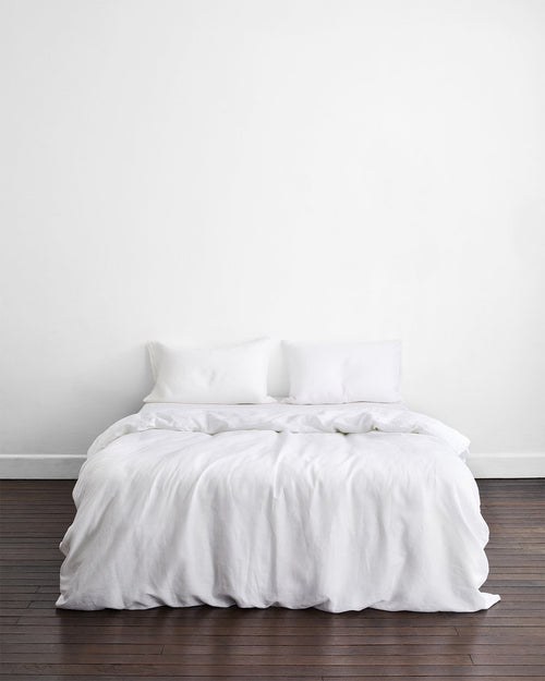 White 100% French Flax Linen Duvet Cover