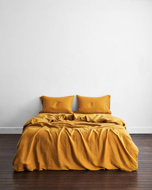 Turmeric 100% French Flax Linen Duvet Cover