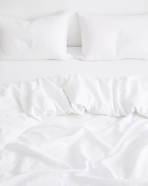 White 100% French Flax Linen Duvet Cover