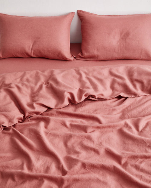 Pink Clay 100% French Flax Linen Duvet Cover