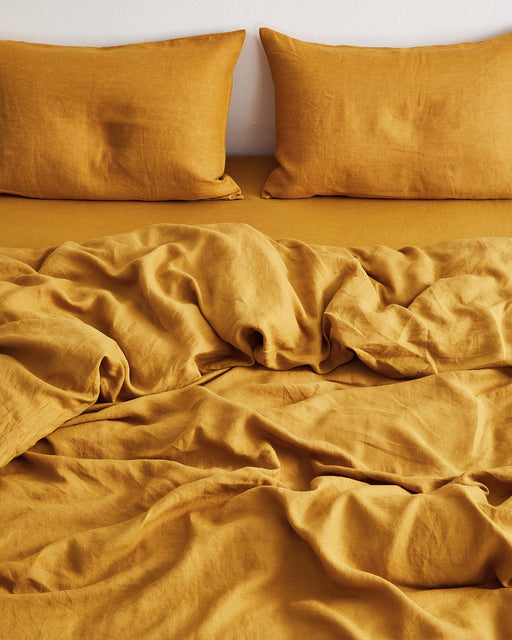 Turmeric 100% French Flax Linen Duvet Cover